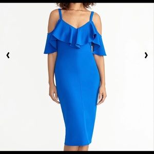 Rachel Roy V Neck Cold Shoulder Ruffle Dress Size Med